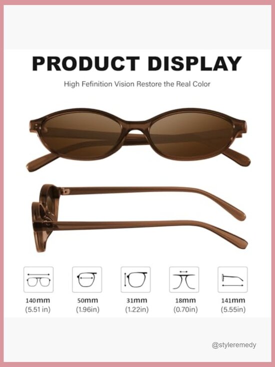Retro Oval Cat Eye Sunglasses with UV Protection, Plastic Frame main image 4